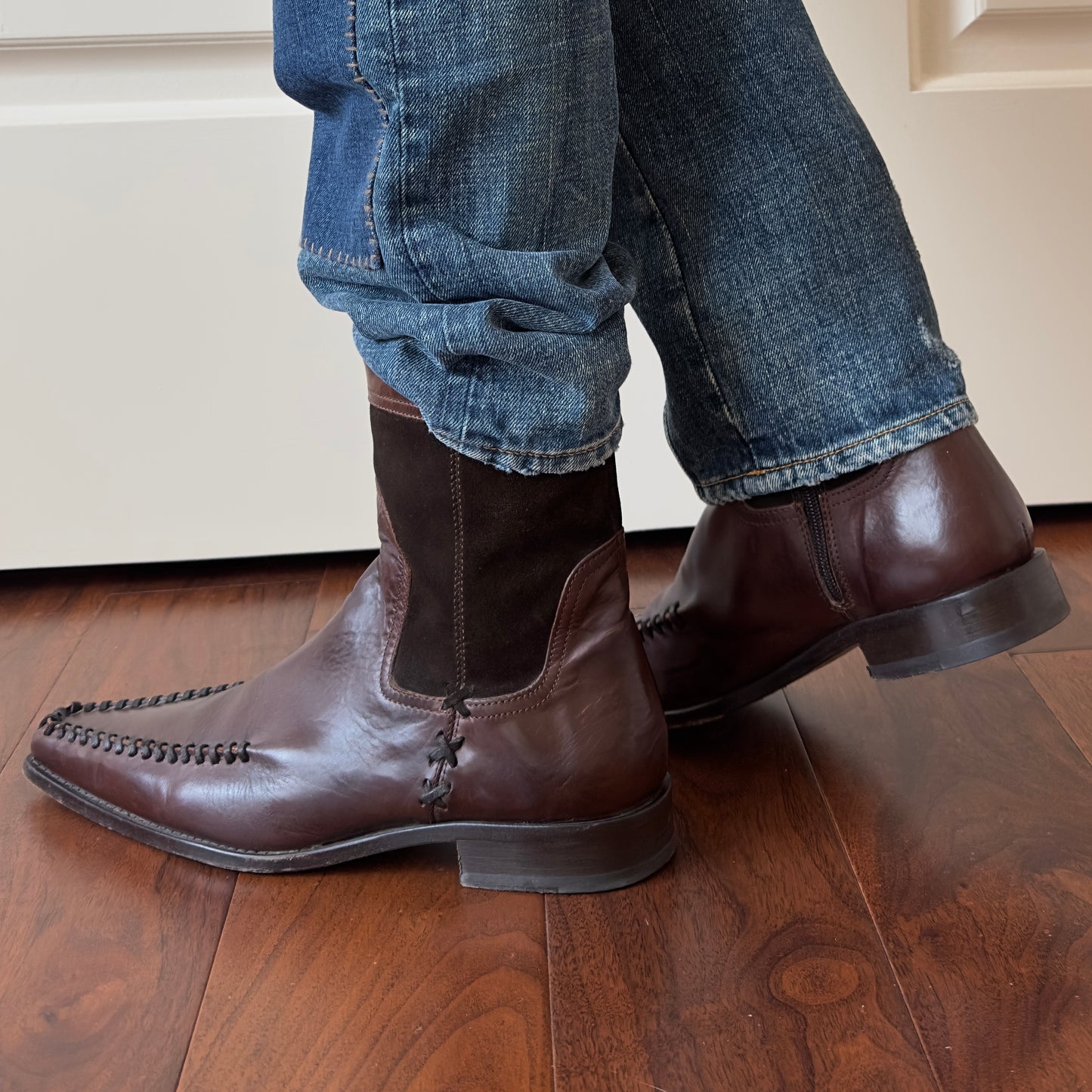 Dsquared2 F/W 2003 Brown Leather Moc-Toe Zip Ankle Boots