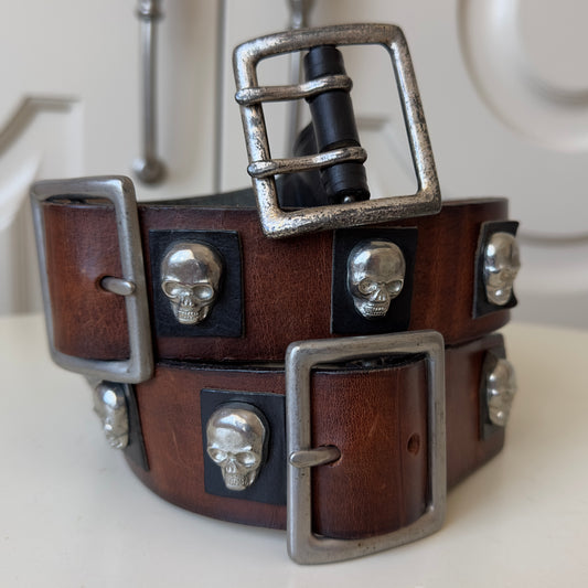 Dsquared2 F/W 2005 Leather Skull & Silver Hardware Belt