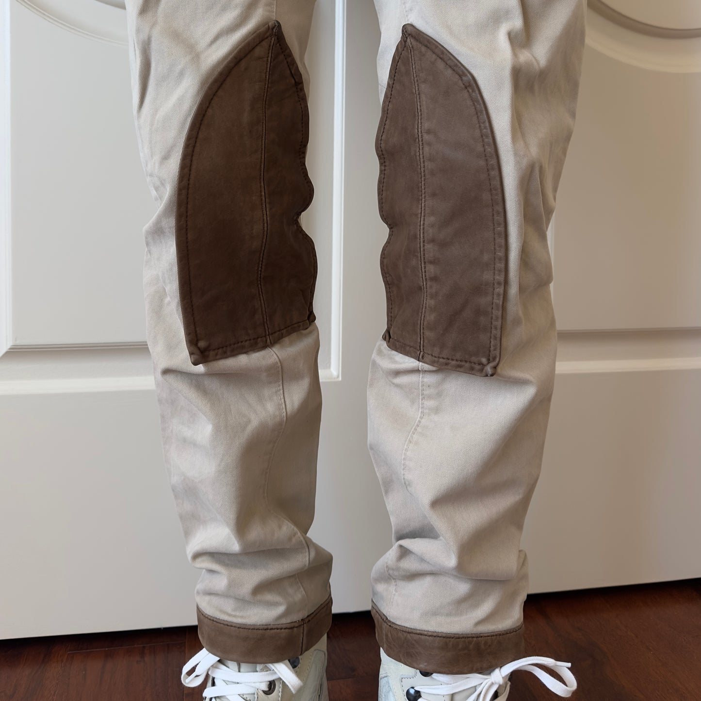 Dsquared2 F/W 2004 Leather Patch Buckle Back Khaki Pants