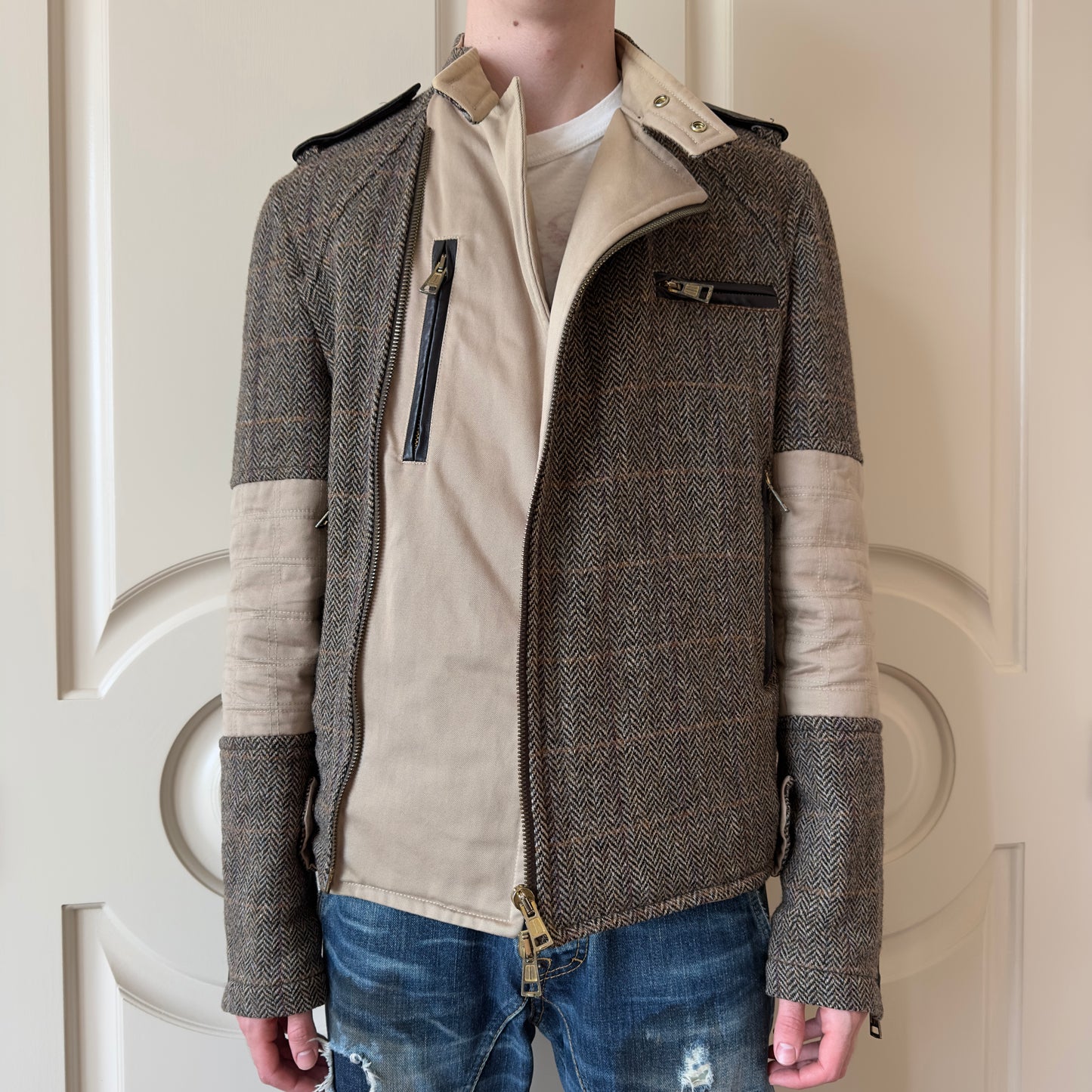 Dsquared2 F/W 2001–02 Harris Tweed Biker Jacket
