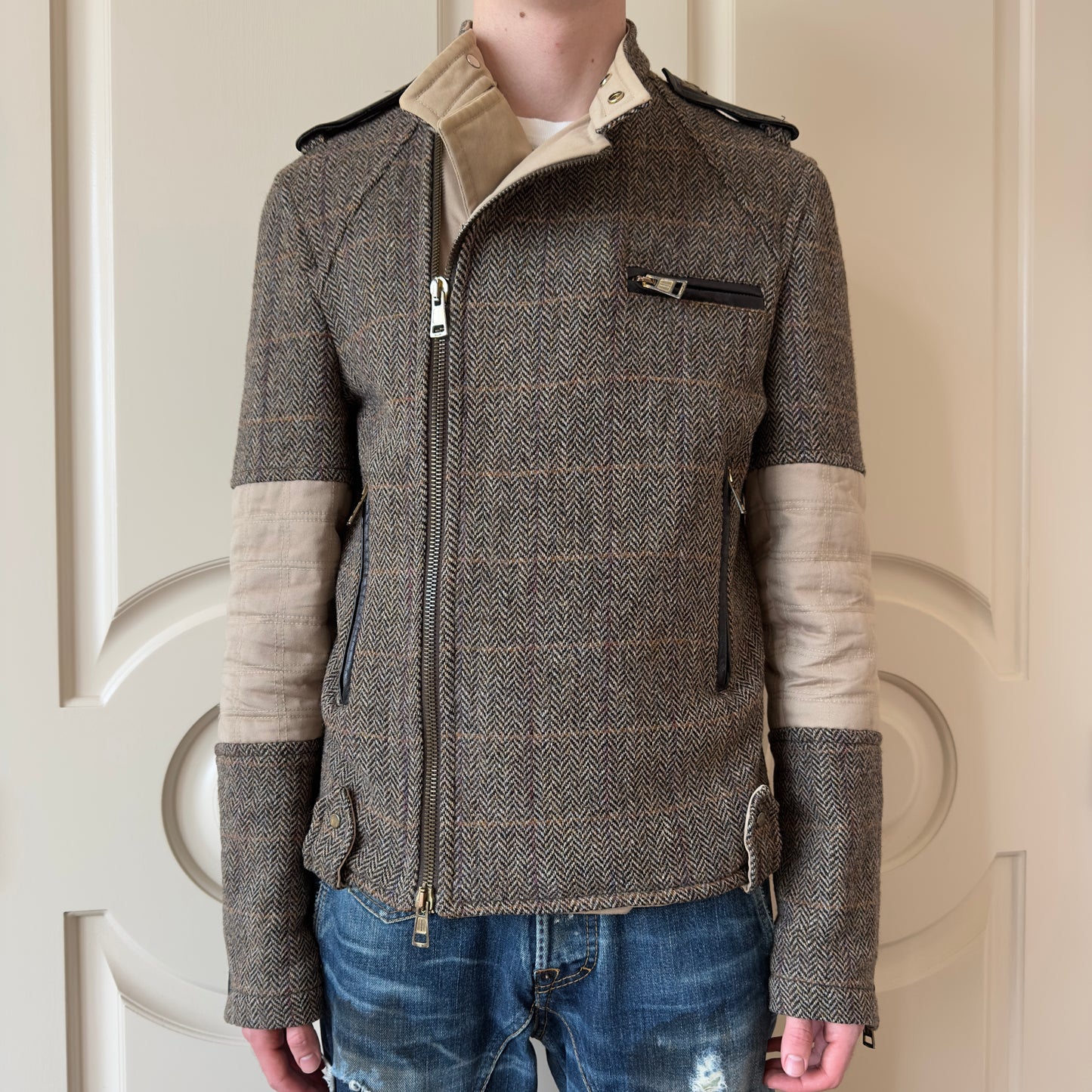 Dsquared2 F/W 2001–02 Harris Tweed Biker Jacket