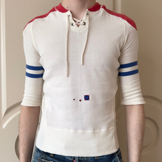 Dsquared2 S/S 2003 Hockey Lace-Up Raglan Jersey Knit Shirt