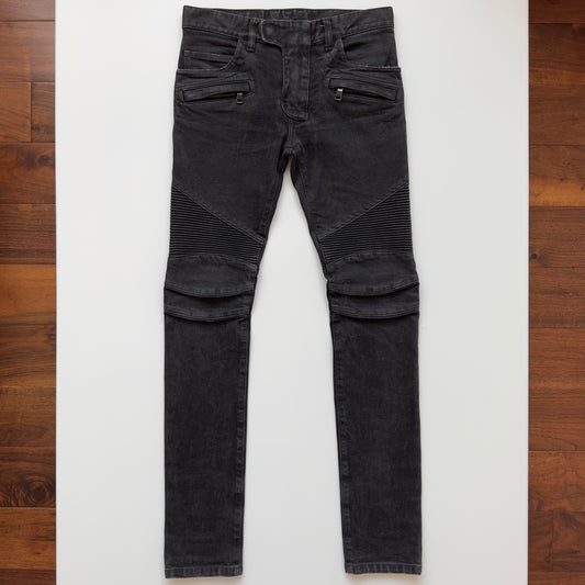 Balmain Faded Black Biker Jeans