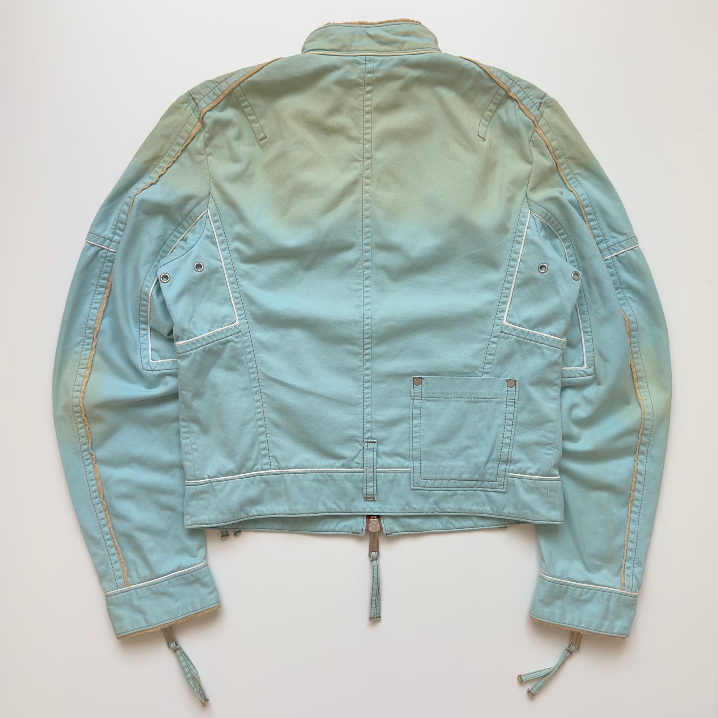 Dsquared2 S/S 2005 Light Blue Faded Cotton Biker Jacket