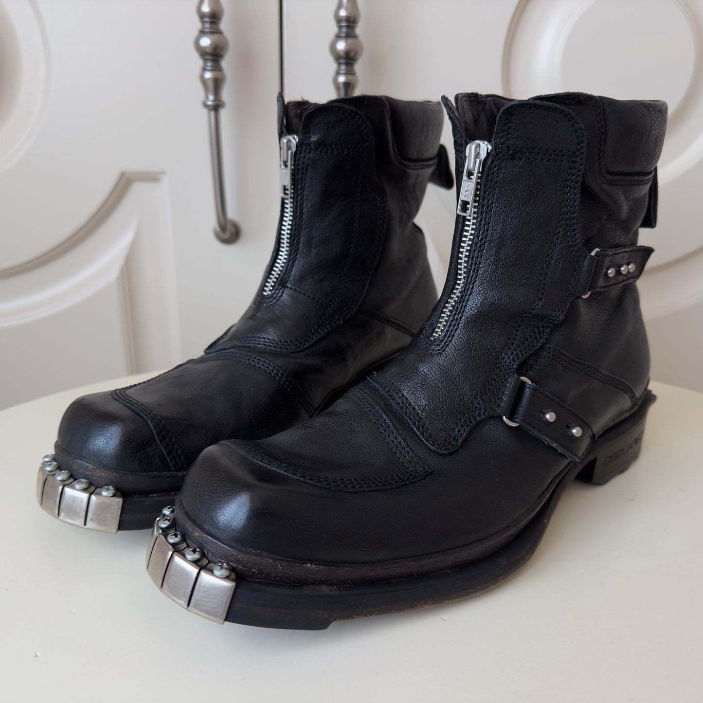 Dsquared2 F/W 2007 Front-Zip Leather Biker Boots