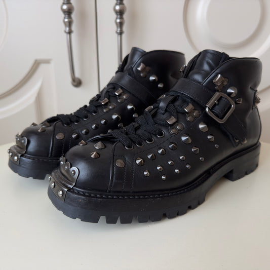 Prada Studded Steel Toe Leather Boots