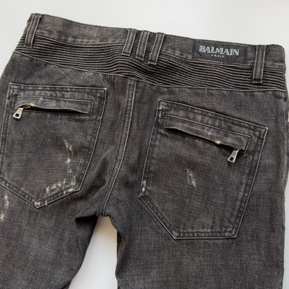 Balmain S/S 2011 Decarnin Waxed Distressed Selvedge Biker Jeans