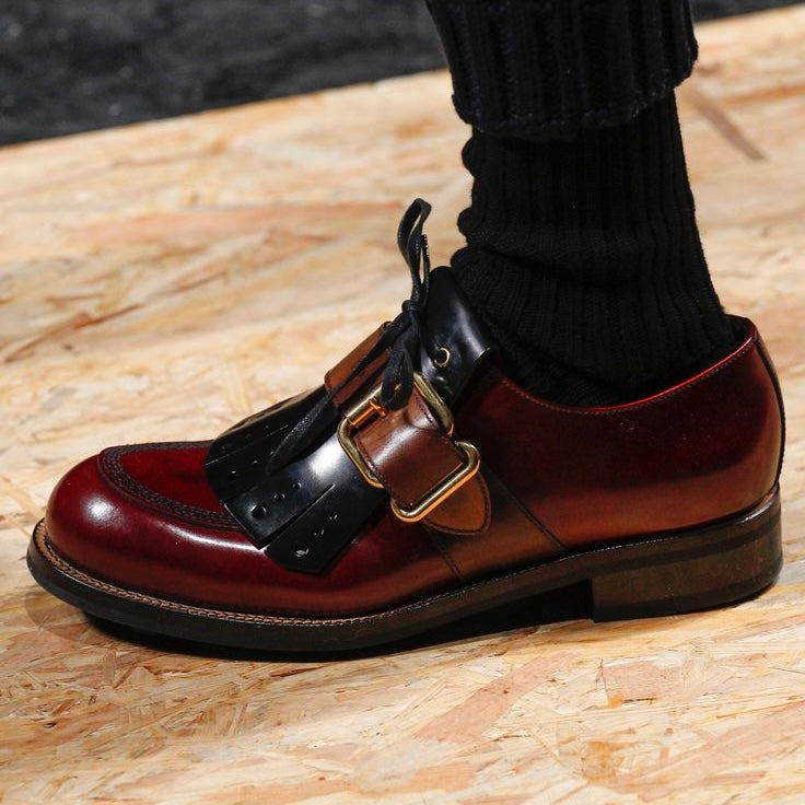 Prada F/W 2016 Kiltie Leather Derby Shoes