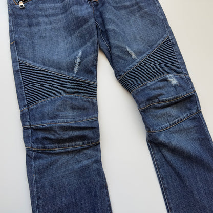 Balmain S/S 2011 Indigo Wash Decarnin Eagle Coin Biker Jeans