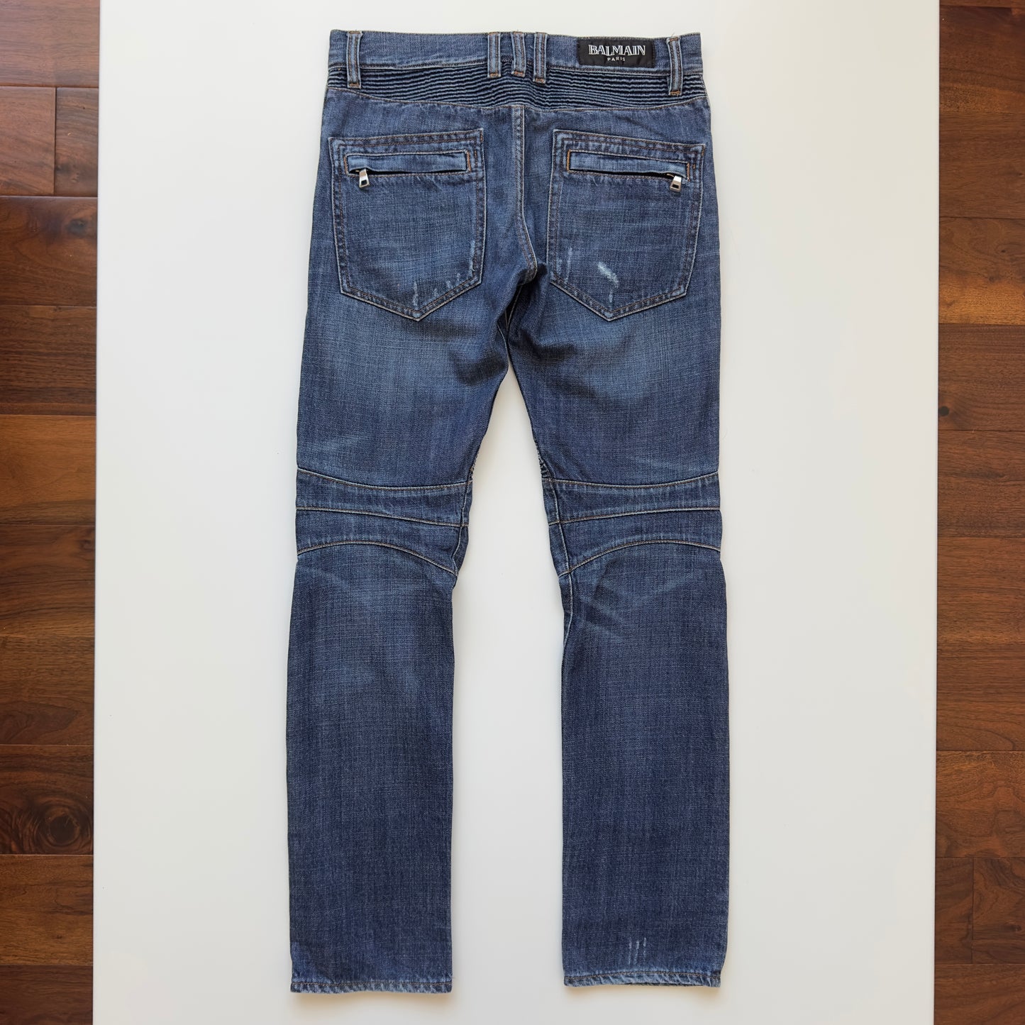 Balmain S/S 2011 Indigo Wash Decarnin Eagle Coin Biker Jeans