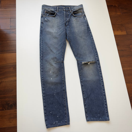 Balmain A/W 2010 Decarnin Distressed Paint-Splatter Jeans
