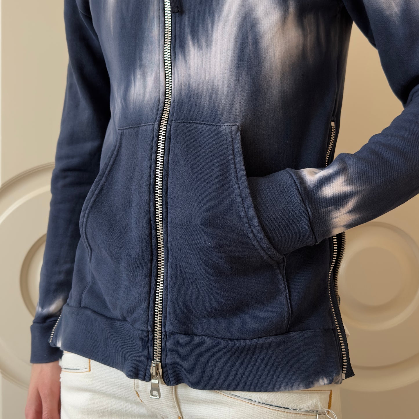 Balmain Side-Zip Tie-Dye Hoodie