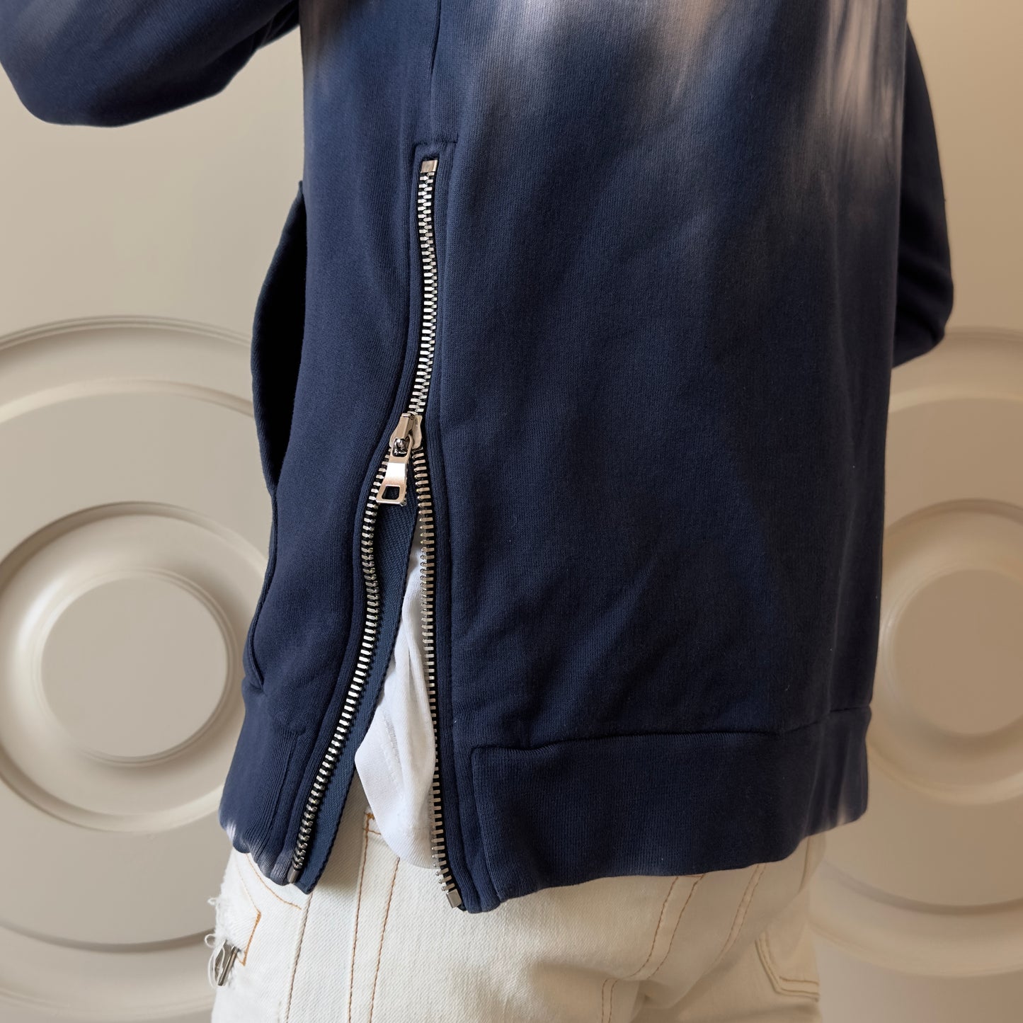 Balmain Side-Zip Tie-Dye Hoodie