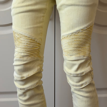 Balmain S/S 2012 Yellow Biker Jeans