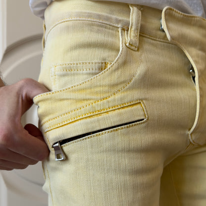 Balmain S/S 2012 Yellow Biker Jeans