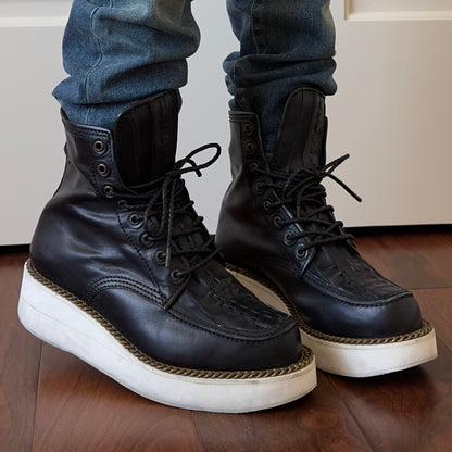 Givenchy F/W 2011 Black Leather Gold Chain Platform Boots (Tisci Era)