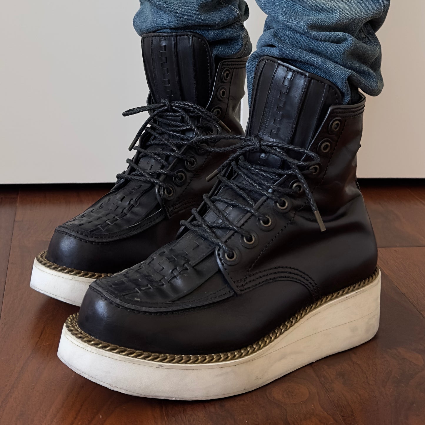 Givenchy F/W 2011 Black Leather Gold Chain Platform Boots (Tisci Era)