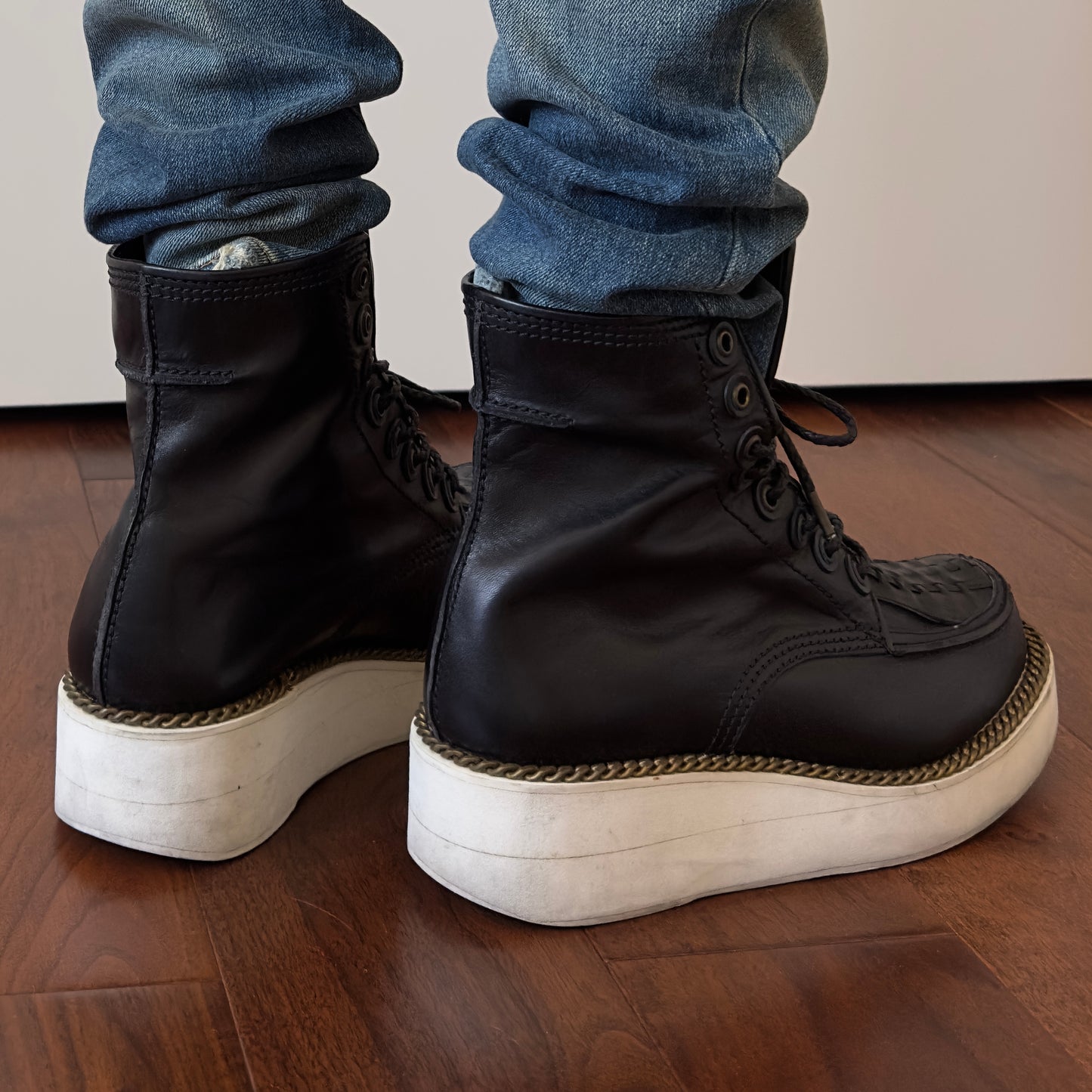 Givenchy F/W 2011 Black Leather Gold Chain Platform Boots (Tisci Era)