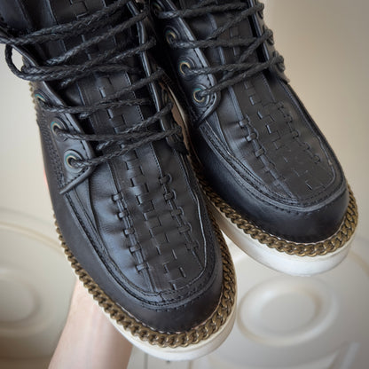 Givenchy F/W 2011 Black Leather Gold Chain Platform Boots (Tisci Era)