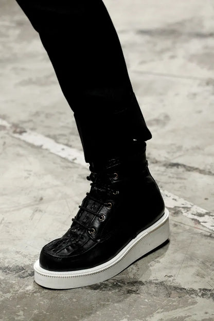 Givenchy F/W 2011 Black Leather Gold Chain Platform Boots (Tisci Era)