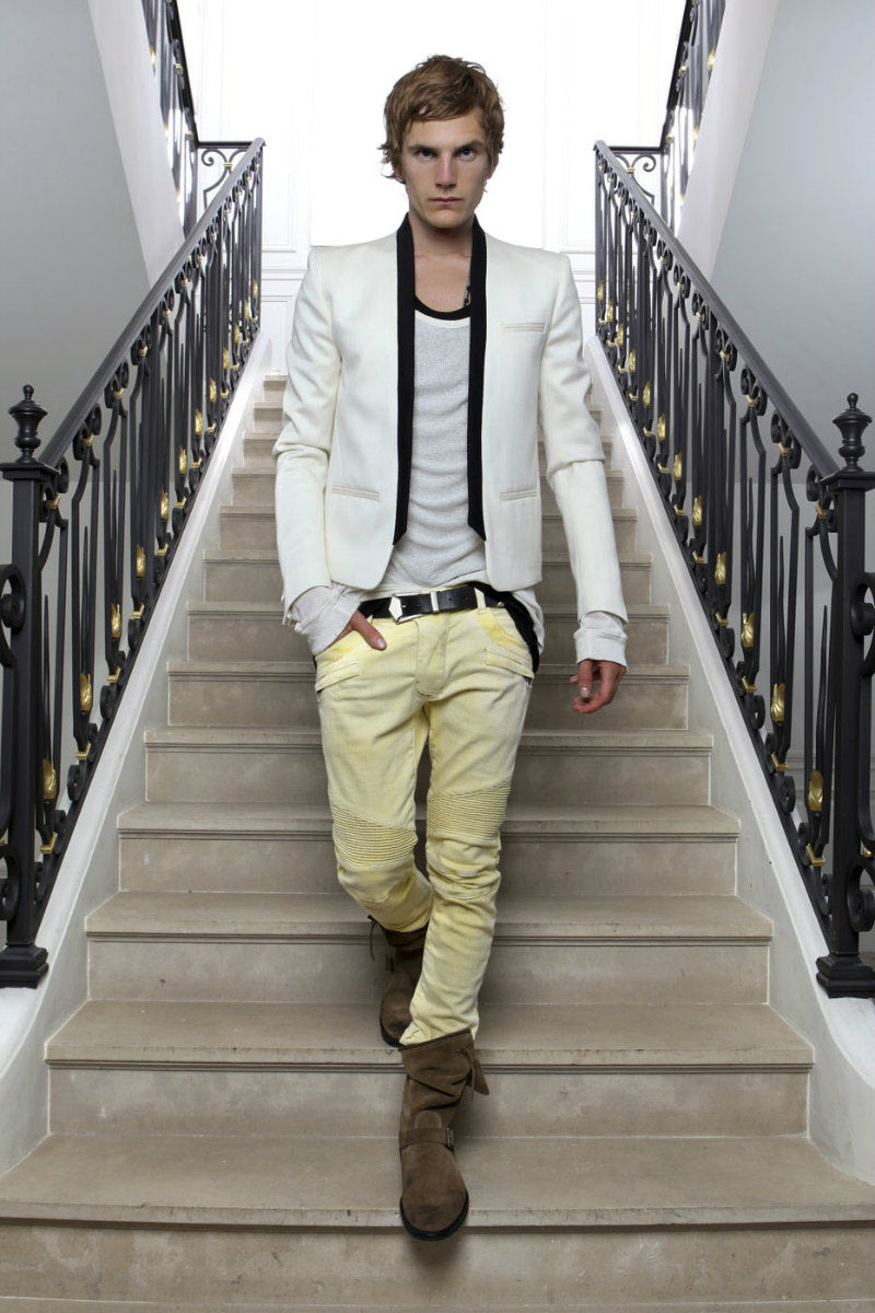 Balmain S/S 2012 Yellow Biker Jeans