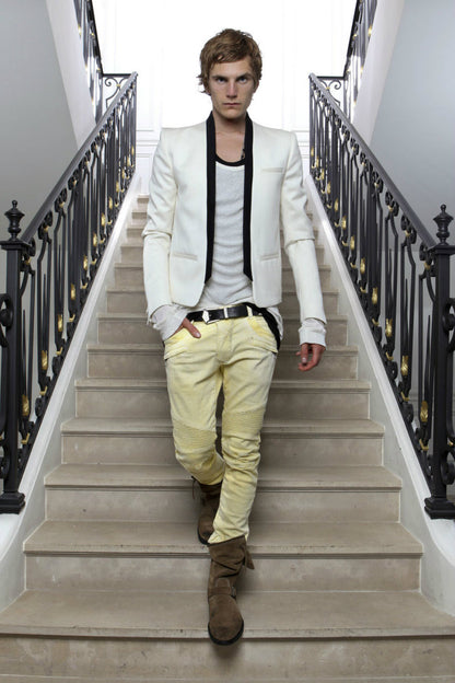 Balmain S/S 2012 Yellow Biker Jeans