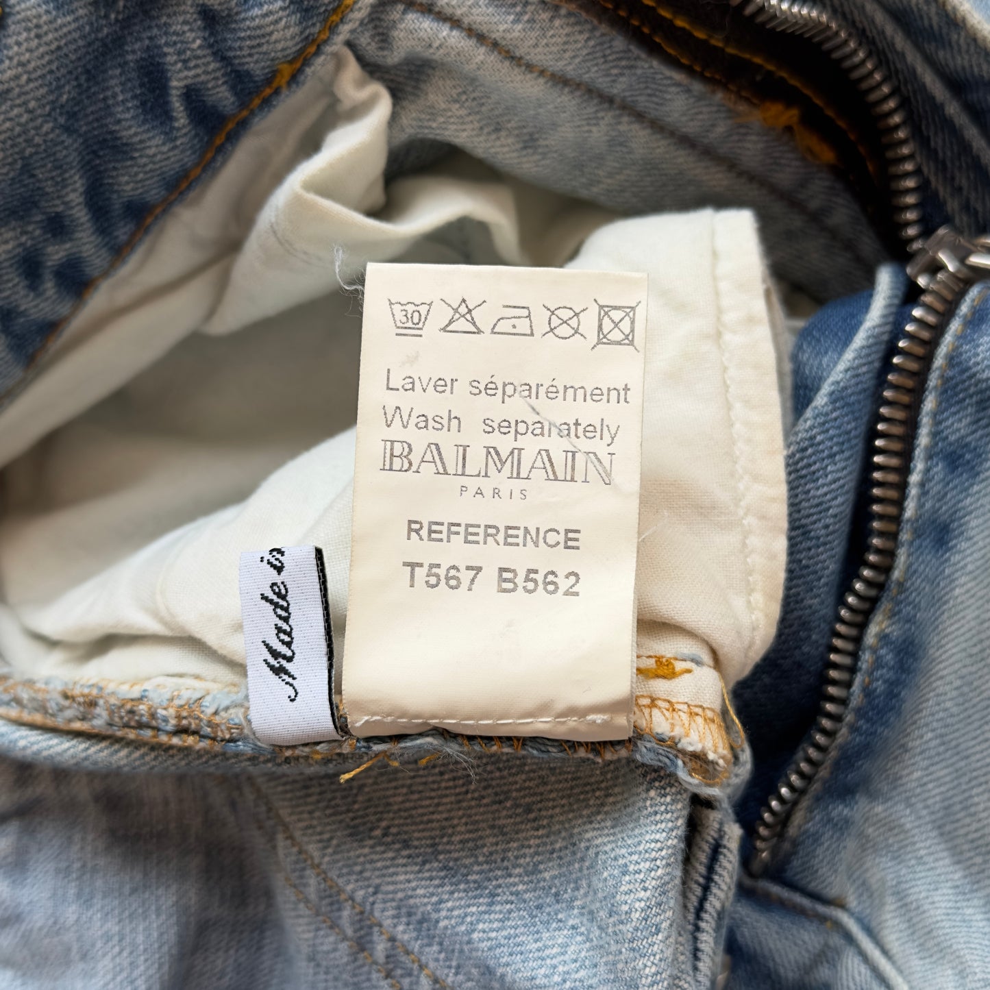 Balmain S/S 2011 Decarnin Light Wash Distressed Biker Jeans