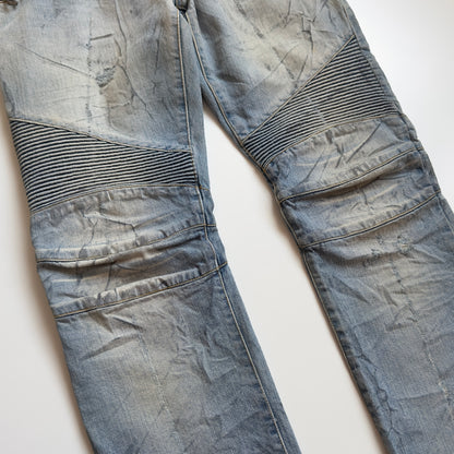 Balmain S/S 2011 Decarnin Light Wash Distressed Biker Jeans