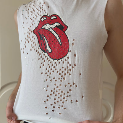 Dsquared² F/W 2001-02 Rolling Stones Studded Distressed Sleeveless Shirt