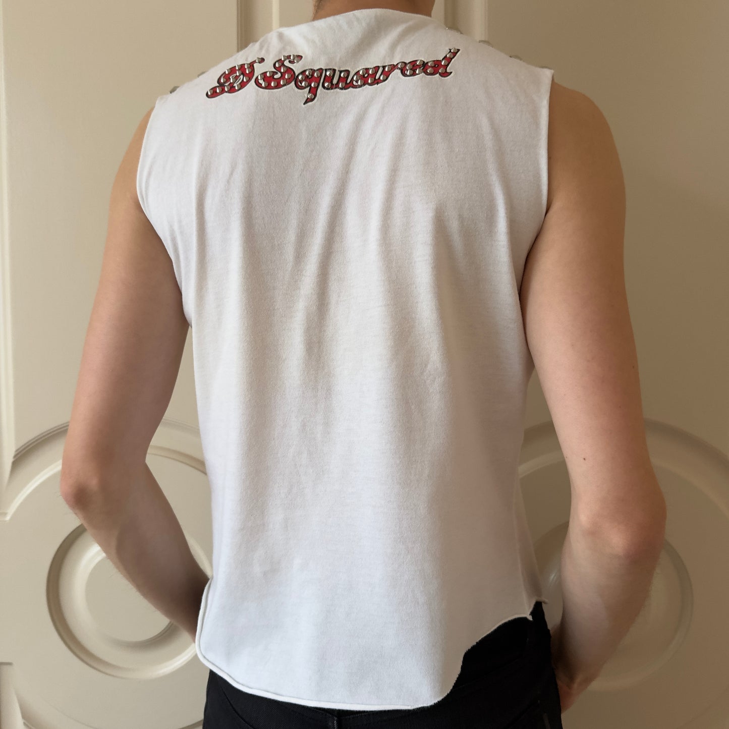 Dsquared² F/W 2001-02 Rolling Stones Studded Distressed Sleeveless Shirt