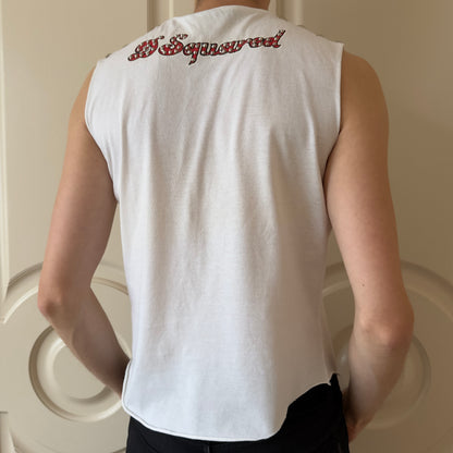 Dsquared² F/W 2001-02 Rolling Stones Studded Distressed Sleeveless Shirt