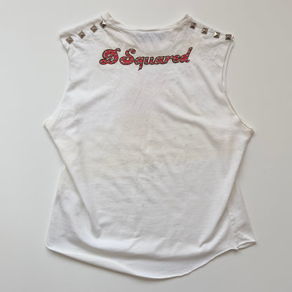 Dsquared² F/W 2001-02 Rolling Stones Studded Distressed Sleeveless Shirt
