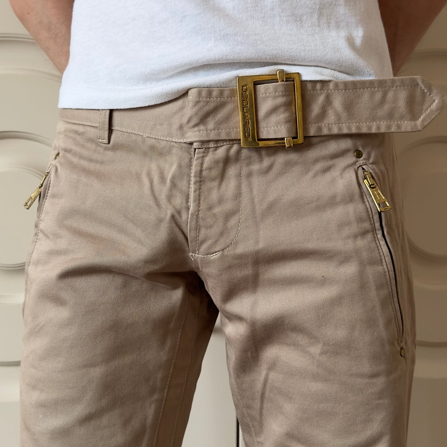Dsquared2 F/W 2000–01 Flared Belted Khaki Pants