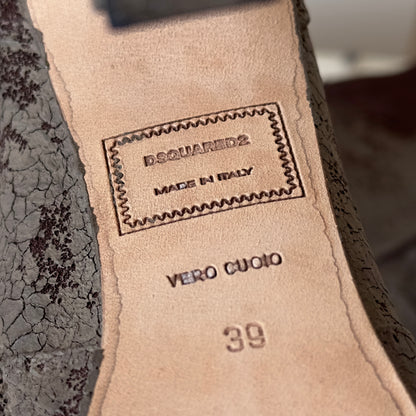 Dsquared2 S/S 2012 Mud-Stained Brown Suede Heel Ankle Boots