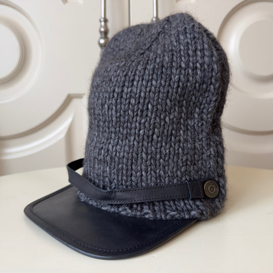 Dsquared2 F/W 2002 Alpaca Knit Leather Brim Beanie