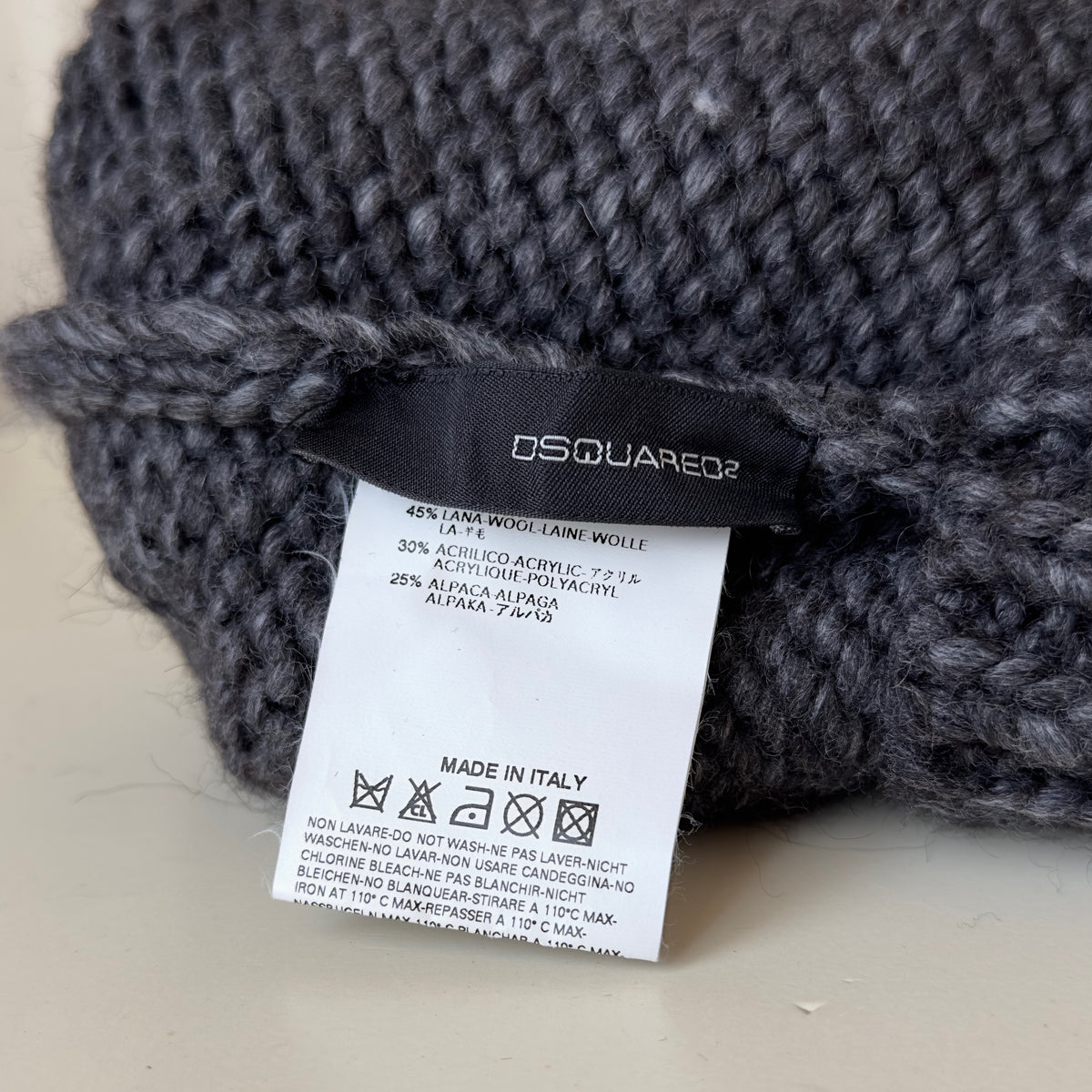 Dsquared2 F/W 2002 Alpaca Knit Leather Brim Beanie