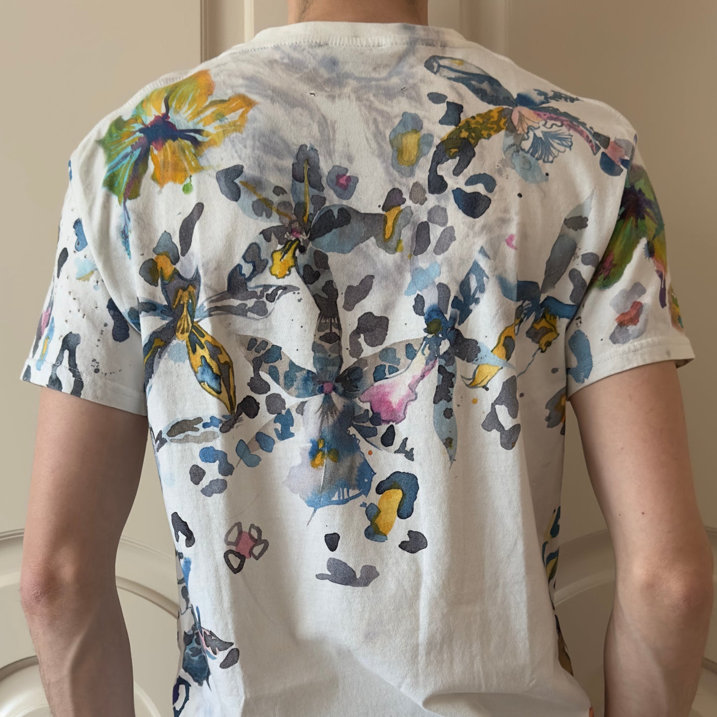 Balmain A/W 2010 Decarnin Floral Watercolor Distressed T-Shirt