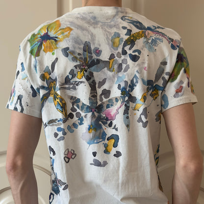 Balmain A/W 2010 Decarnin Floral Watercolor Distressed T-Shirt
