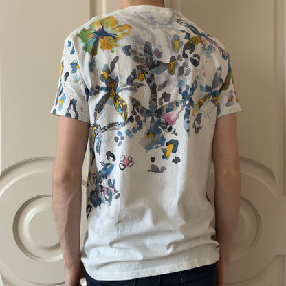 Balmain A/W 2010 Decarnin Floral Watercolor Distressed T-Shirt