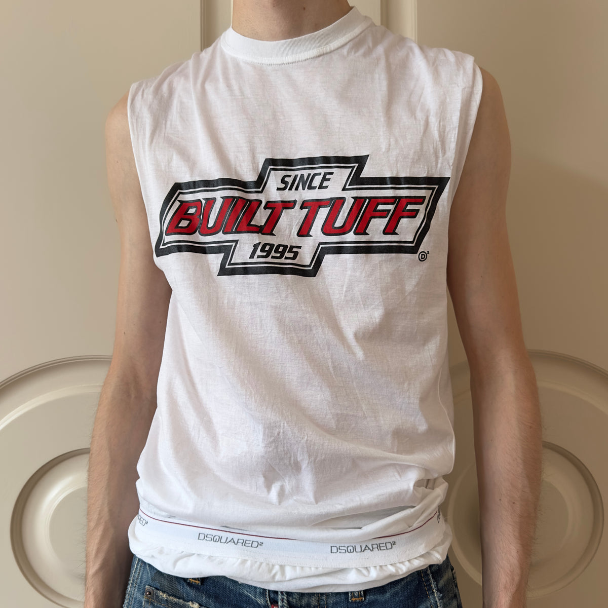 Dsquared2 S/S 2004 “Built Tuff” Double-Layer Sleeveless Shirt