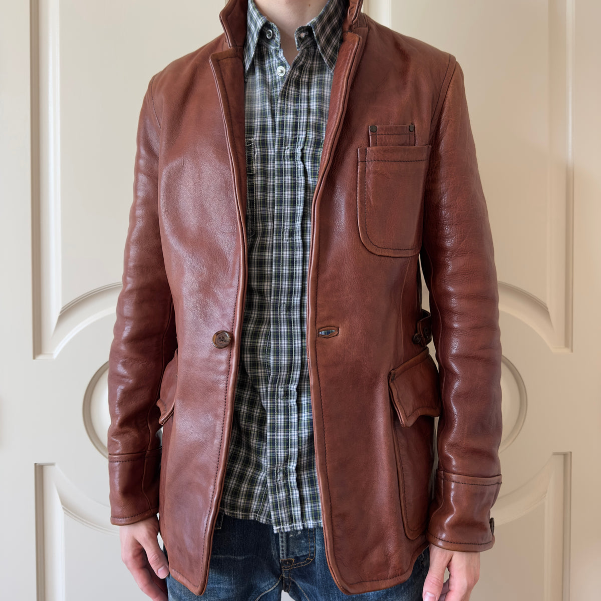 Dsquared2 F/W 2004 Heavy Leather Blazer Jacket