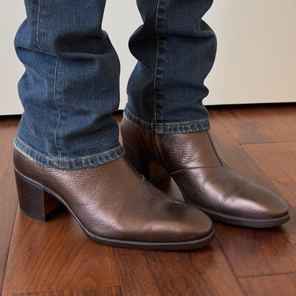 Yves Saint Laurent Rive Gauche Tom Ford Era Dark Copper Metallic Johnny Boots