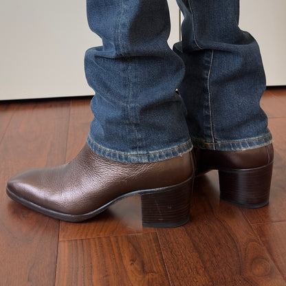Yves Saint Laurent Rive Gauche Tom Ford Era Dark Copper Metallic Johnny Boots