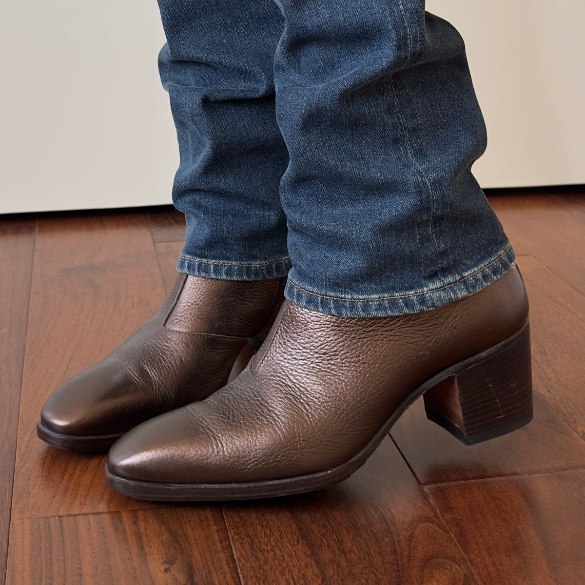 Yves Saint Laurent Rive Gauche Tom Ford Era Dark Copper Metallic Johnny Boots