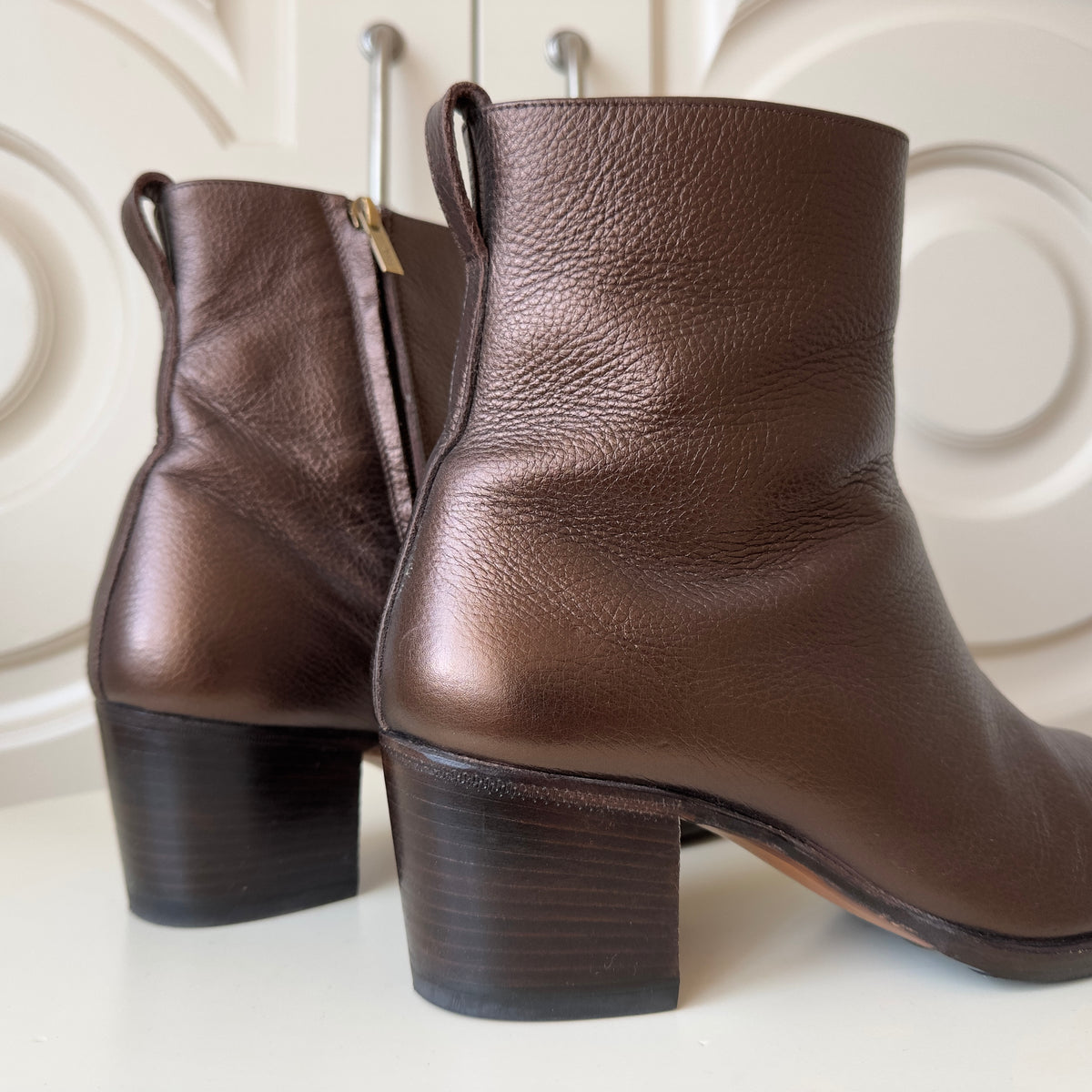 Yves Saint Laurent Rive Gauche Tom Ford Era Dark Copper Metallic Johnny Boots