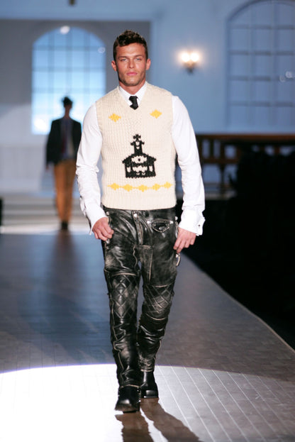Dsquared2 A/W 2005 Church Jesus Loves Me Heavy-Gauge Knit Wool Vest