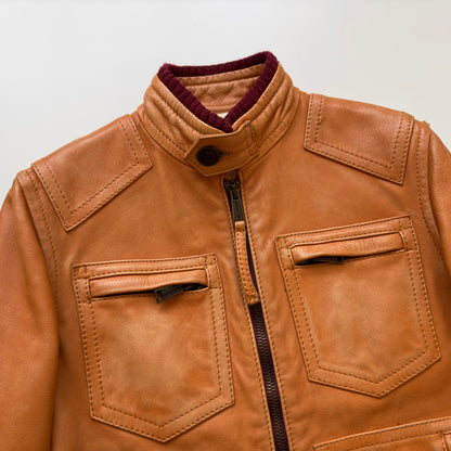 Dsquared2 F/W 2005 Orange Cafe Racer Leather Jacket