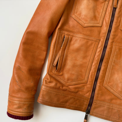 Dsquared2 F/W 2005 Orange Cafe Racer Leather Jacket