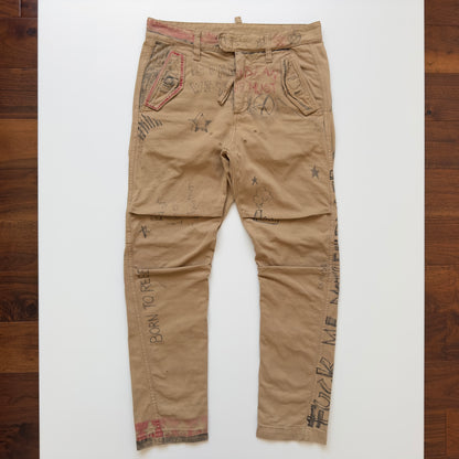 Dsquared2 F/W 2012 Anarchy Graffiti Military Herringbone Pants