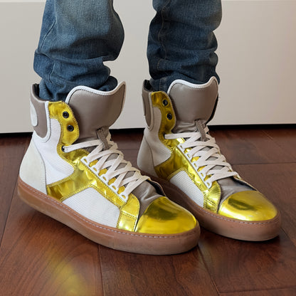 Lanvin 2010s Metallic Gold High-Top Sneakers